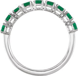 14K White Gold Lab-Grown Emerald & 9/10 CTW Lab-Grown Diamond Ring
