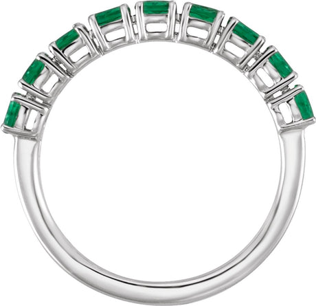 14K White Gold Lab-Grown Emerald & 9/10 CTW Lab-Grown Diamond Ring
