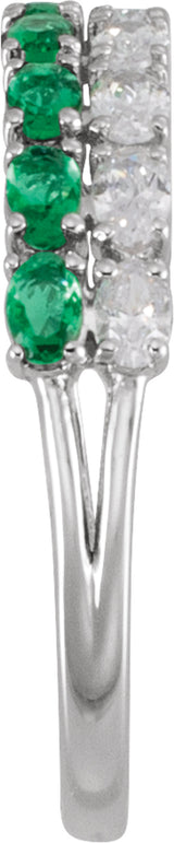 14K White Gold Lab-Grown Emerald & 9/10 CTW Lab-Grown Diamond Ring