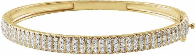 14K Yellow Gold 1 3/8 CTW Lab-Grown Diamond Bangle 7" Bracelet