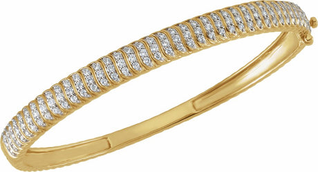 14K Yellow Gold 1 3/8 CTW Lab-Grown Diamond Bangle 7" Bracelet
