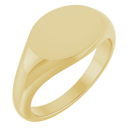 14K Yellow Gold 12x9 mm Oval Signet Ring 
