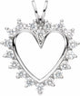14K White Gold 9/10 CTW Natural Diamond Heart Pendant