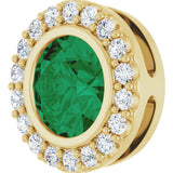 14K Yellow Gold Lab-Grown Emerald & 1/4 CTW Natural Diamond Halo-Style Pendant