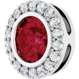 14K White Gold Lab-Grown Ruby & 1/4 CTW Natural Diamond Halo-Style Pendant