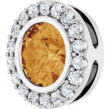Sterling Silver Natural Citrine & 1/4 CTW Natural Diamond Halo-Style Pendant