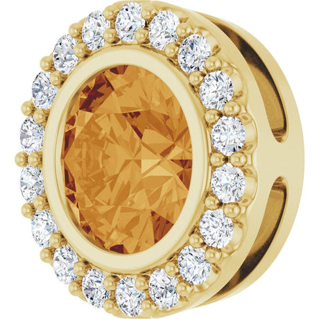 14K Yellow Gold Natural Citrine & 1/4 CTW Natural Diamond Halo-Style Pendant