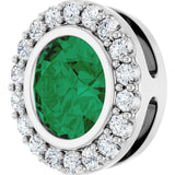 14K White Gold Lab-Grown Emerald & 1/4 CTW Natural Diamond Halo-Style Pendant