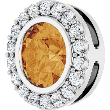 Sterling Silver Natural Citrine & 1/4 CTW Natural Diamond Halo-Style Pendant