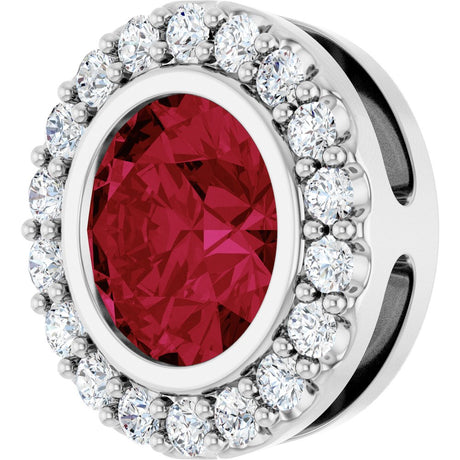 14K White Gold Lab-Grown Ruby & 1/4 CTW Natural Diamond Halo-Style Pendant