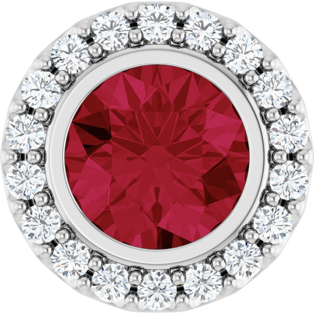14K White Gold Lab-Grown Ruby & 1/4 CTW Natural Diamond Halo-Style Pendant