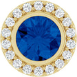 14K Yellow Gold Lab-Grown Blue Sapphire & 1/4 CTW Natural Diamond Halo-Style Pendant