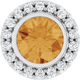 Sterling Silver Natural Citrine & 1/4 CTW Natural Diamond Halo-Style Pendant