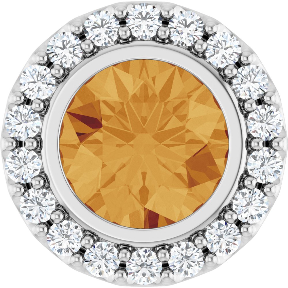 Sterling Silver Natural Citrine & 1/4 CTW Natural Diamond Halo-Style Pendant