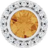 Sterling Silver Natural Citrine & 1/4 CTW Natural Diamond Halo-Style Pendant