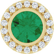 14K Yellow Gold Lab-Grown Emerald & 1/4 CTW Natural Diamond Halo-Style Pendant