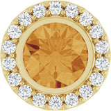 14K Yellow Gold Natural Citrine & 1/4 CTW Natural Diamond Halo-Style Pendant