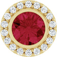 14K Yellow Gold Lab-Grown Ruby & 1/4 CTW Natural Diamond Halo-Style Pendant
