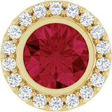 14K Yellow Gold Lab-Grown Ruby & 1/4 CTW Natural Diamond Halo-Style Pendant