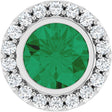 14K White Gold Lab-Grown Emerald & 1/4 CTW Natural Diamond Halo-Style Pendant