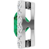 Sterling Silver Lab-Grown Emerald & 1/4 CTW Natural Diamond Halo-Style Pendant