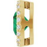 14K Yellow Gold Lab-Grown Emerald & 1/4 CTW Natural Diamond Halo-Style Pendant