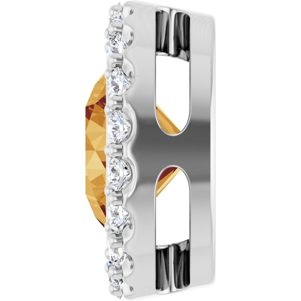 Sterling Silver Natural Citrine & 1/4 CTW Natural Diamond Halo-Style Pendant