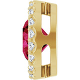 14K Yellow Gold Lab-Grown Ruby & 1/4 CTW Natural Diamond Halo-Style Pendant