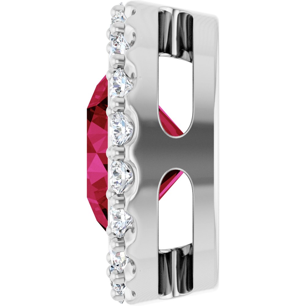 Sterling Silver Lab-Grown Ruby & 1/4 CTW Natural Diamond Halo-Style Pendant