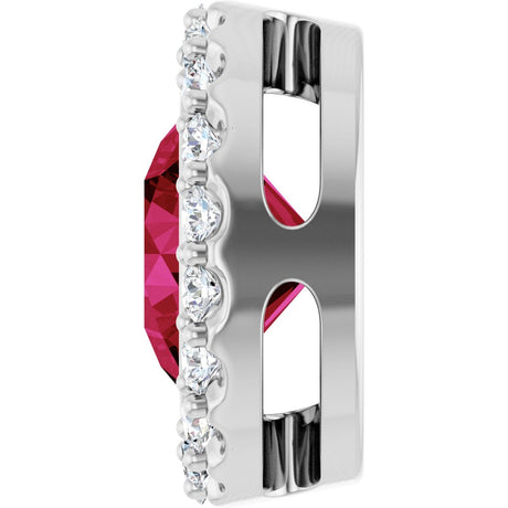 Sterling Silver Lab-Grown Ruby & 1/4 CTW Natural Diamond Halo-Style Pendant