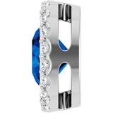 14K White Gold Lab-Grown Blue Sapphire & 1/4 CTW Natural Diamond Halo-Style Pendant