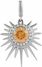 Sterling Silver Natural Citrine & 1/10 CTW Lab-Grown Diamond Halo-Style Sun Charm/Pendant
