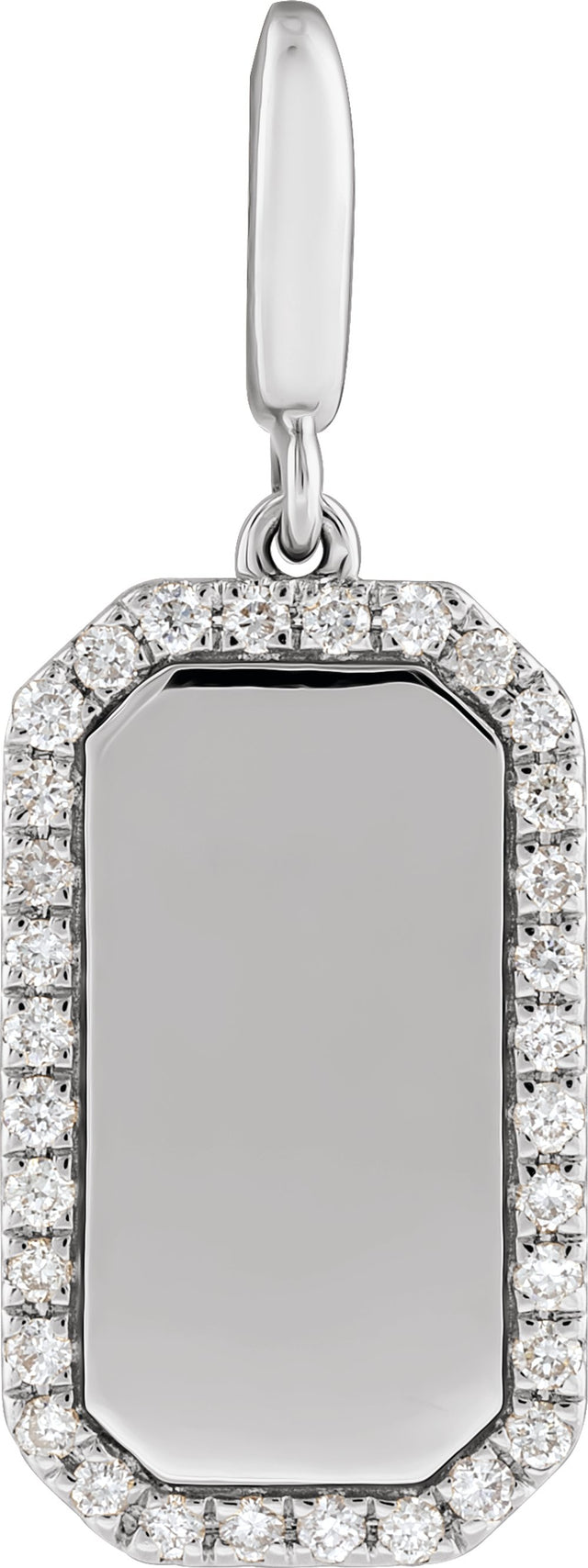14K White Gold Engravable 1/6 CTW Natural Diamond Dog Tag Charm/Pendant