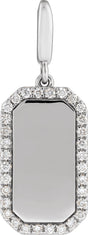 14K White Gold Engravable 1/6 CTW Natural Diamond Dog Tag Charm/Pendant