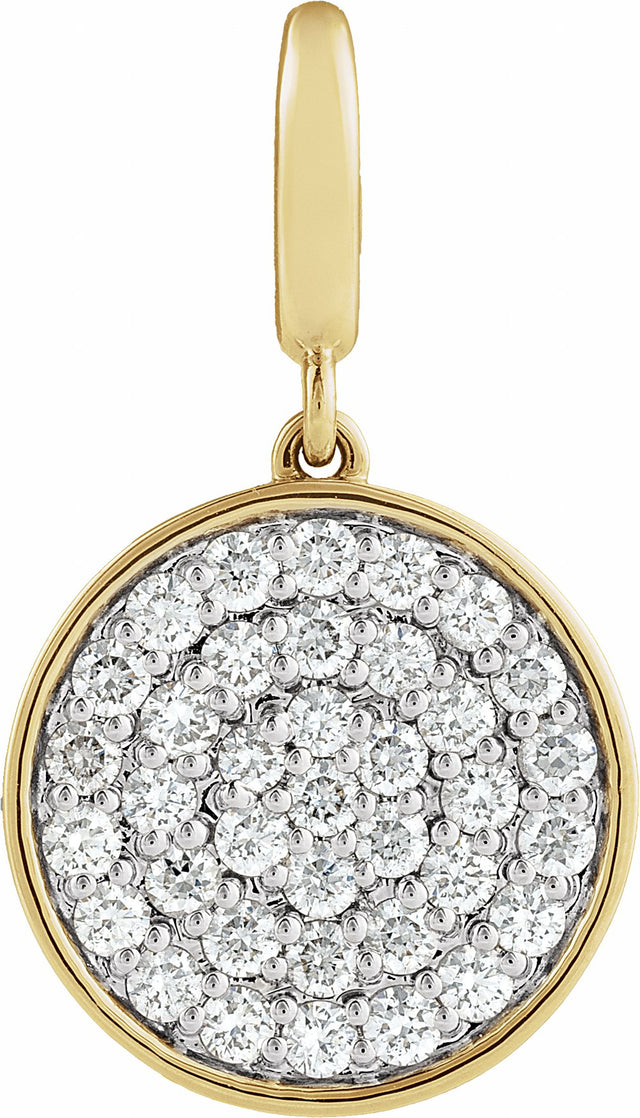 14K Yellow Gold 1/2 CTW Natural Diamond Pavé-Style Disc Charm/Pendant