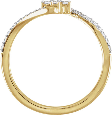 14K Yellow Gold 1/4 CTW Lab-Grown Diamond Cross Ring