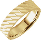 18K Yellow Gold 6 mm Patterned Flat Band Size 10