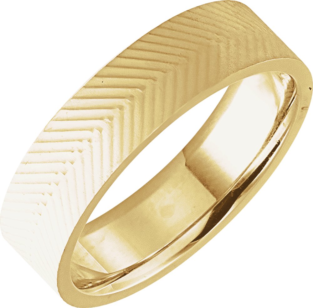 14K Yellow Gold 6 mm Patterned Flat Band Size 7