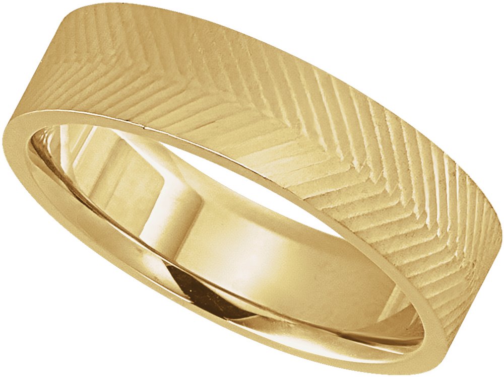 14K Yellow Gold 6 mm Patterned Flat Band Size 7