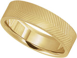 14K Yellow Gold 6 mm Patterned Flat Band Size 7