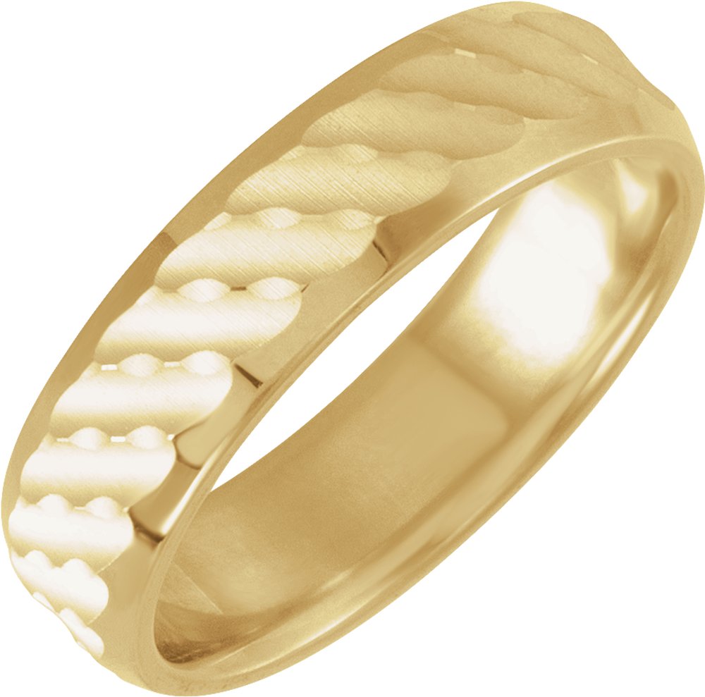 14K Yellow Gold 6 mm Patterned Band Size 7