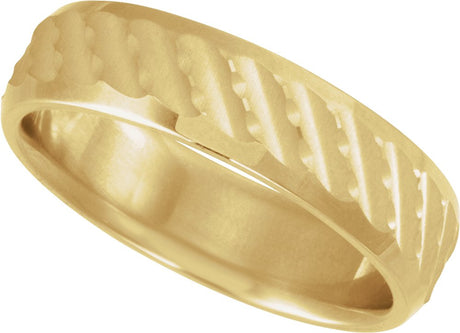14K Yellow Gold 6 mm Patterned Band Size 7