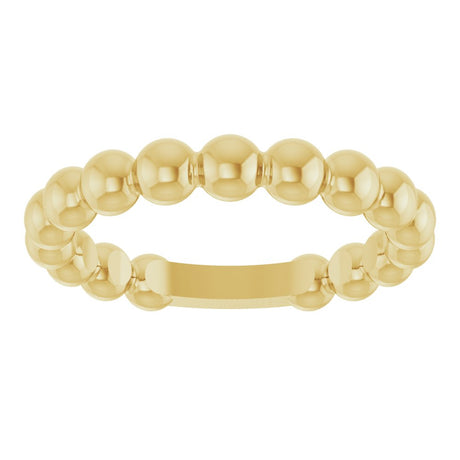 14K Yellow Gold 3.5 mm Stackable Beaded Ring