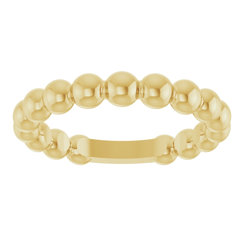 14K Yellow Gold 3.5 mm Stackable Beaded Ring