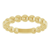 14K Yellow Gold 3.5 mm Stackable Beaded Ring
