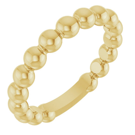 14K Yellow Gold 3.5 mm Stackable Beaded Ring