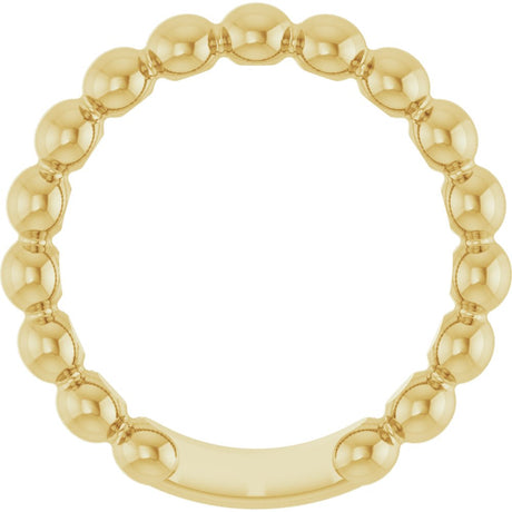14K Yellow Gold 3.5 mm Stackable Beaded Ring