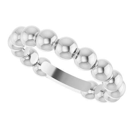 Sterling Silver 4 mm Stackable Beaded Ring
