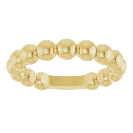 14K Yellow Gold 4 mm Stackable Beaded Ring