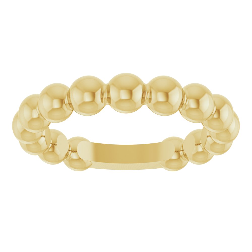 14K Yellow Gold 4 mm Stackable Beaded Ring